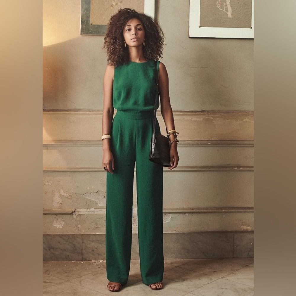 Sezane Vani Jumpsuit in Emerald